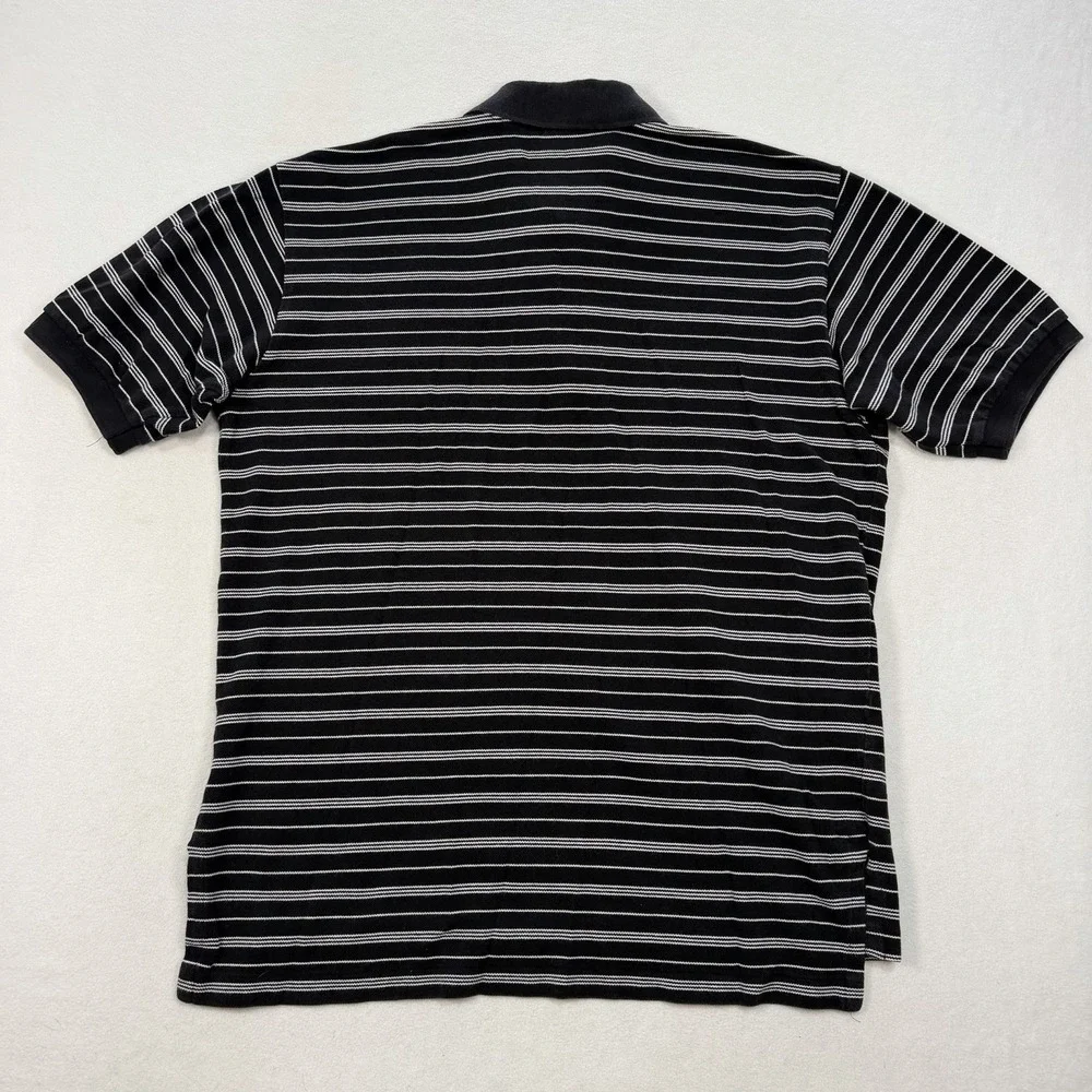Polo Ralph Lauren Polo Shirt Mens Large Black White Striped‎ Short Sleeve Golf